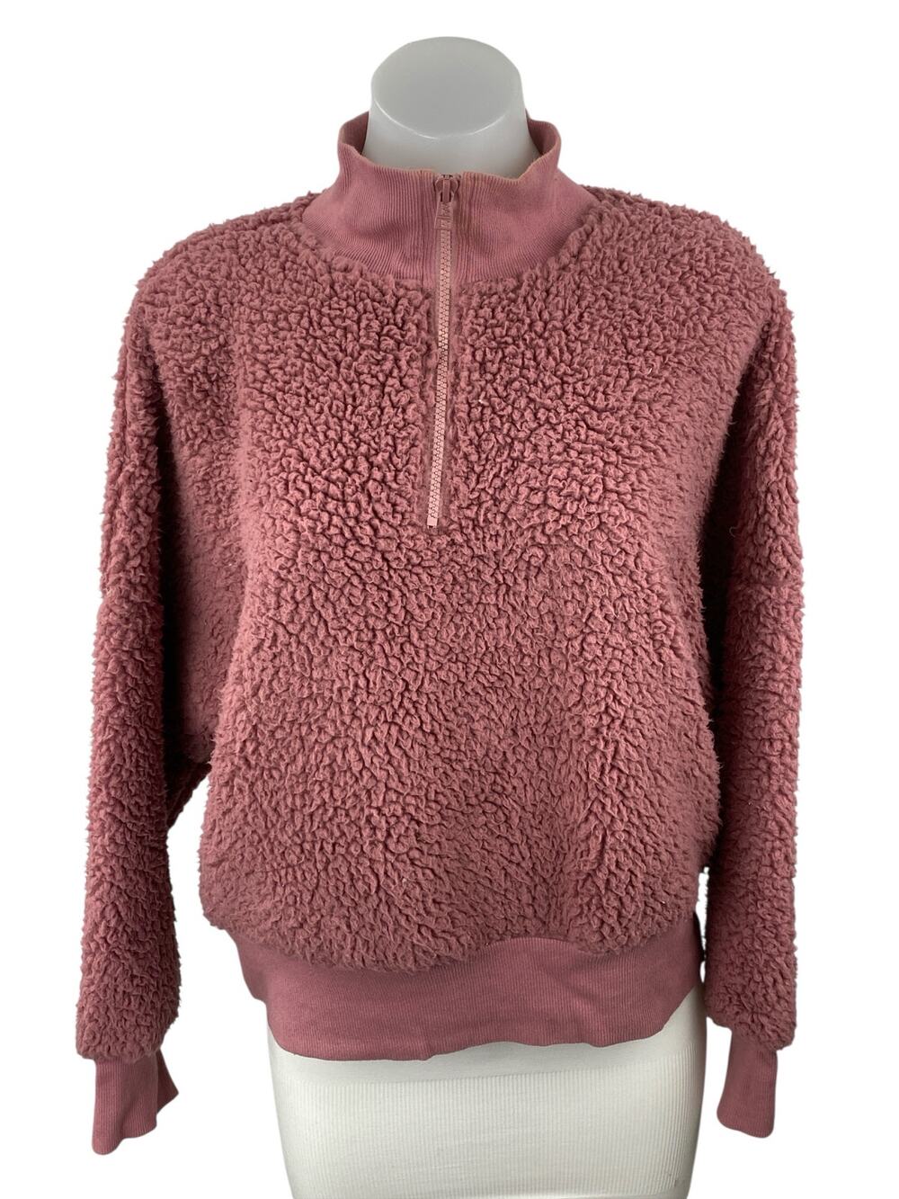 Askya Women's Pink Sherpa Fleece Faux Fur Long Sleeve Sweater Sweatshirt Top S